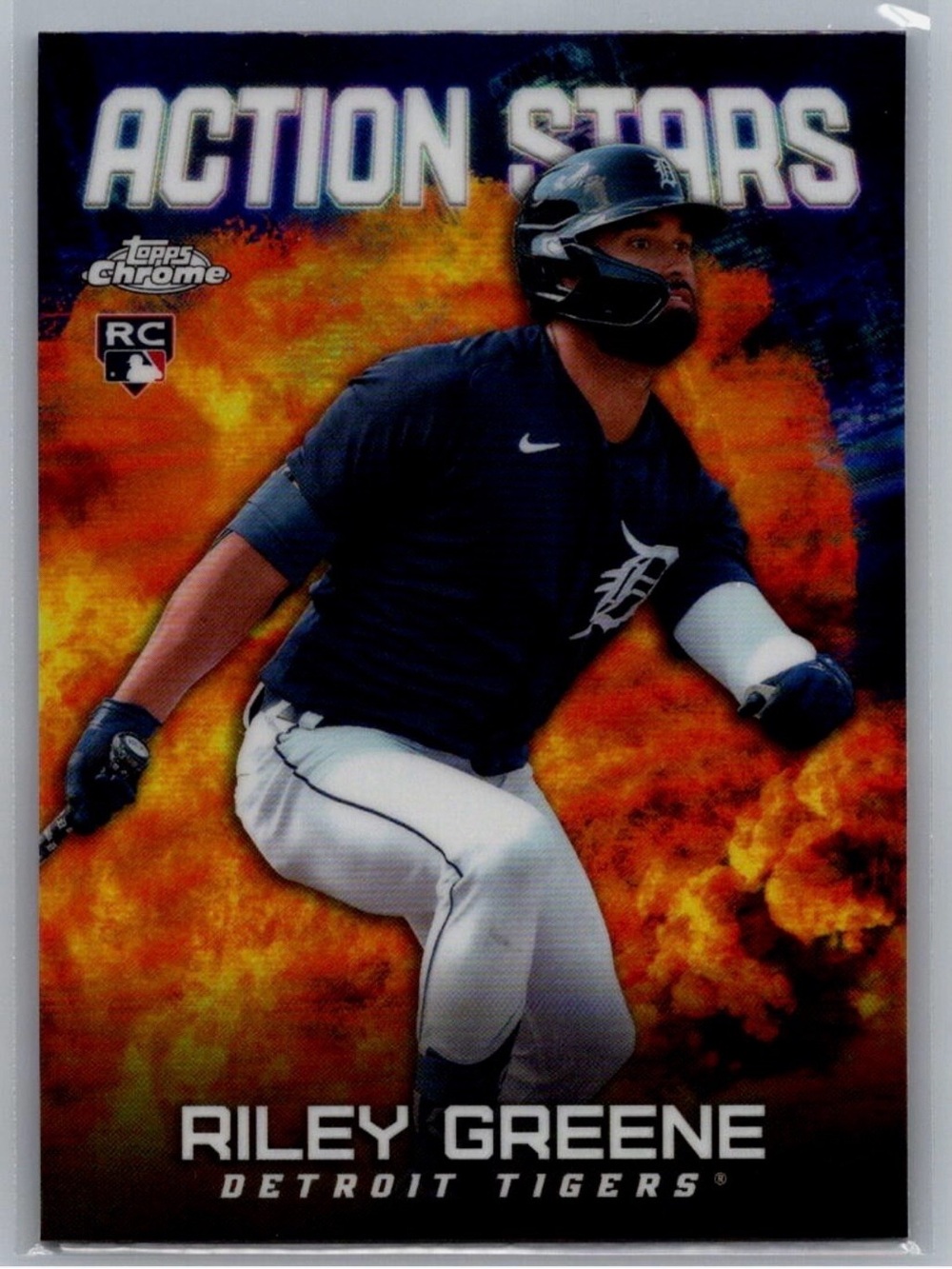 Detroit Tigers 2023 Riley Greene TOPPS Chrome ACTION STARS Rookie Trading Card